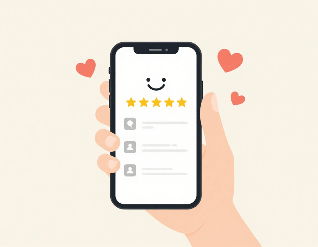 reviews op een smartphone
