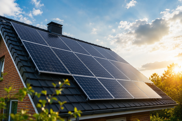 Zonnepanelen op zonnig dak